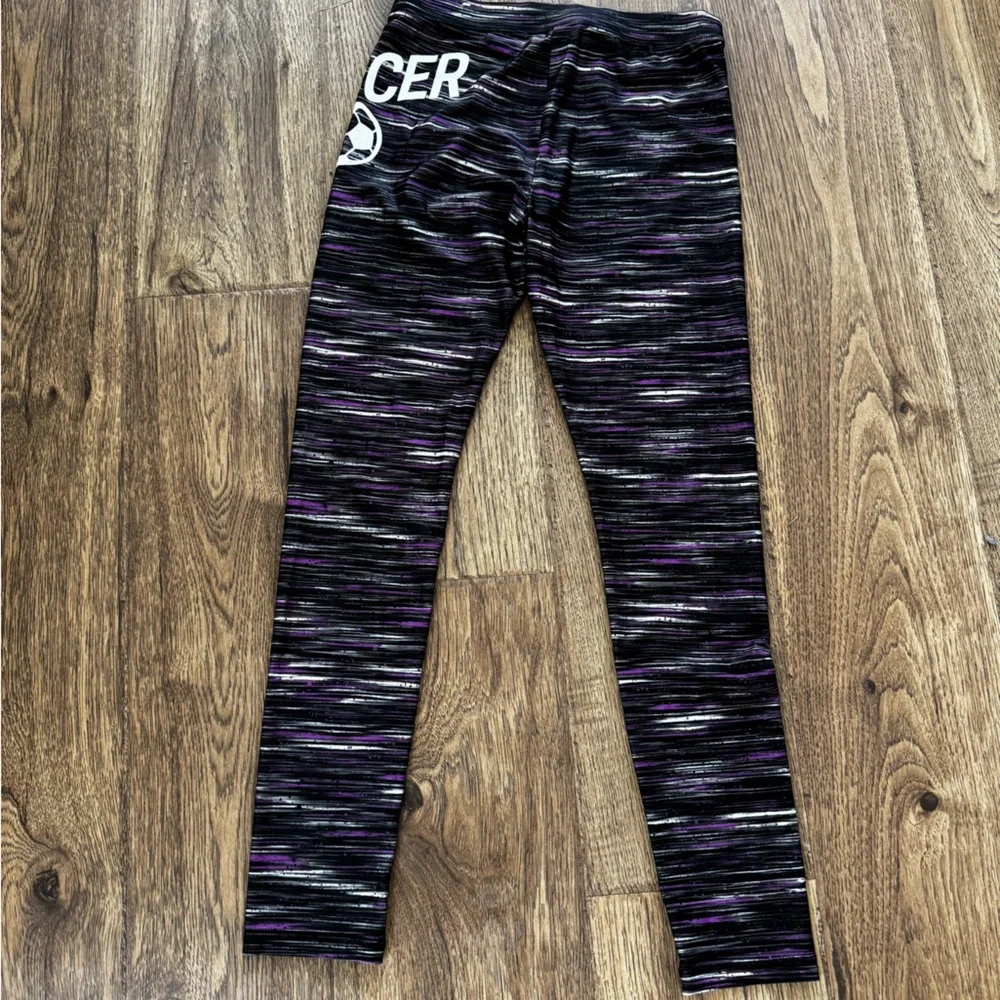 Justice Black and Purple Patterned athletic Leggings Soccer
